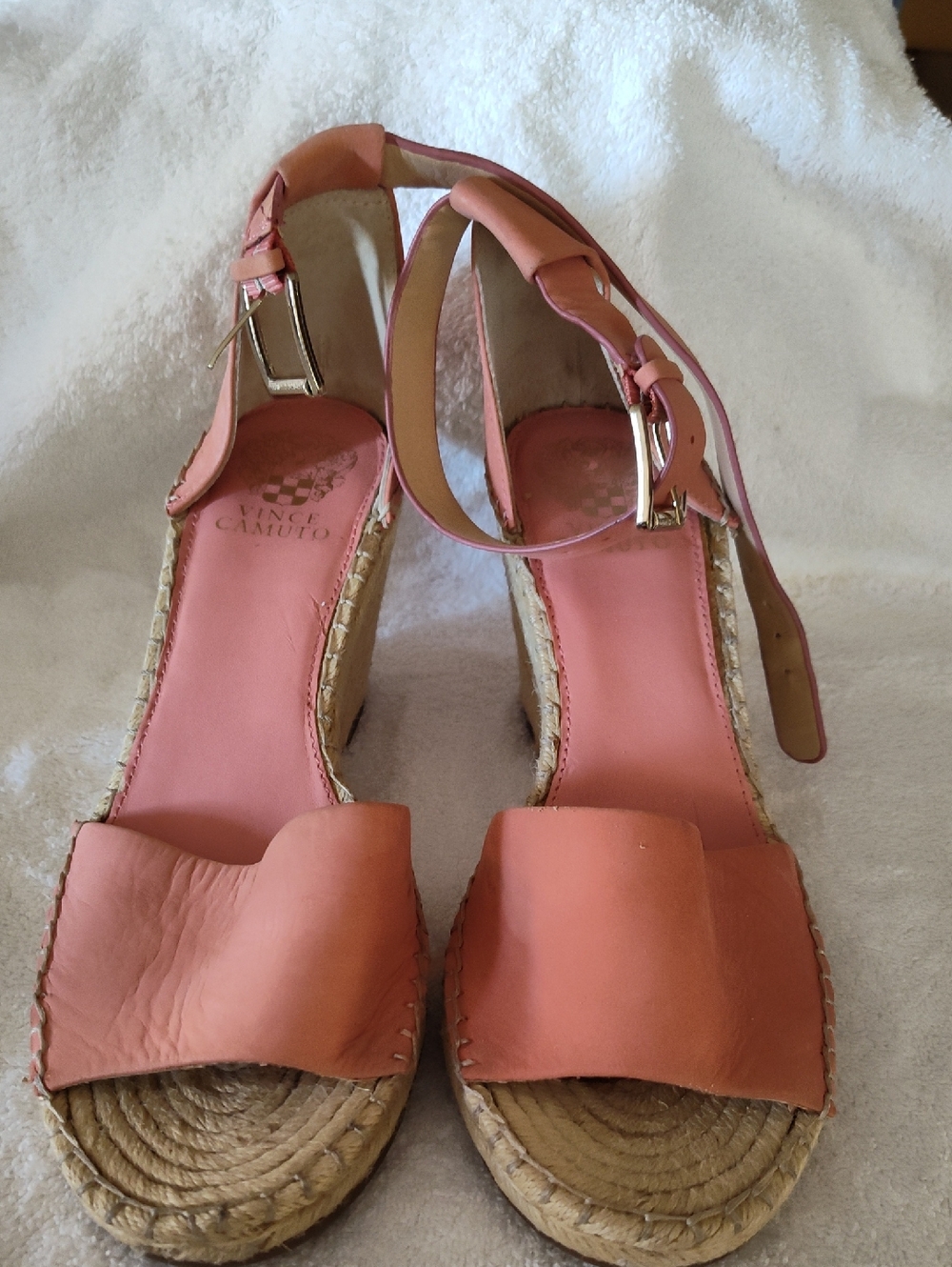 Vince Camuto Coral Pink Espadrille Wedge Sandals